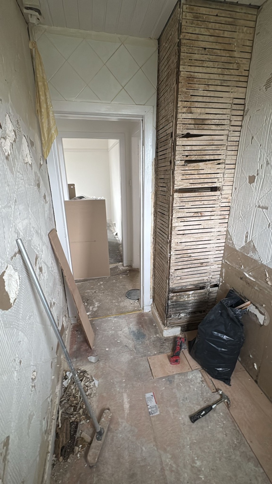 Hallway stripped back during refurbishment